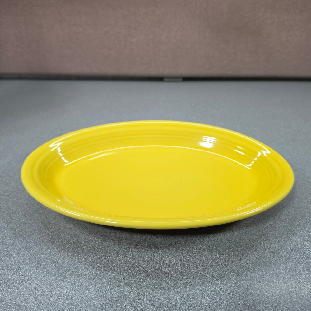 Fiesta Oval Platter Serving Dish Yellow Excellent Art Deco Concentric Rings